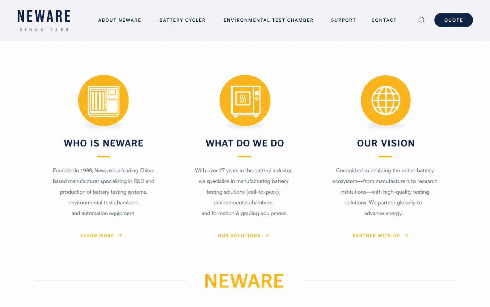 NeWare battery testing product website