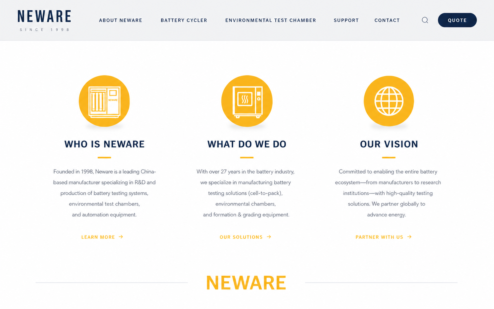 NeWare battery testing product website